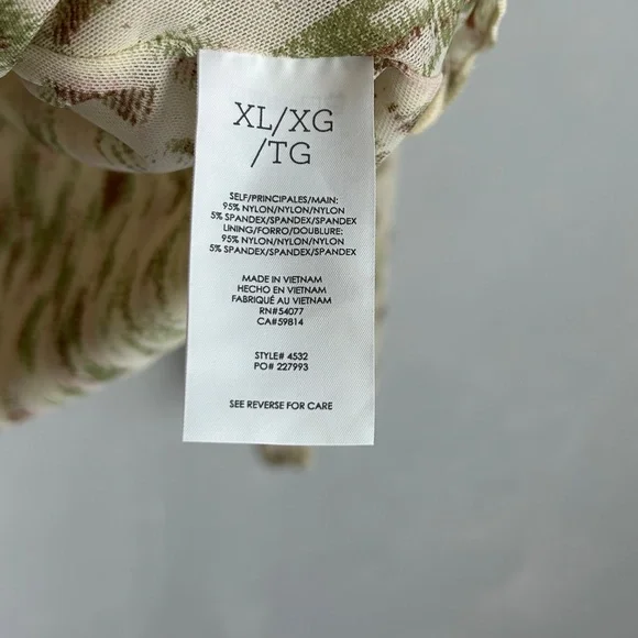 Cabi size XL Dapple top long sleeve ruched ruffle v-neck stretch mesh beige 4532 - Picture 13 of 14